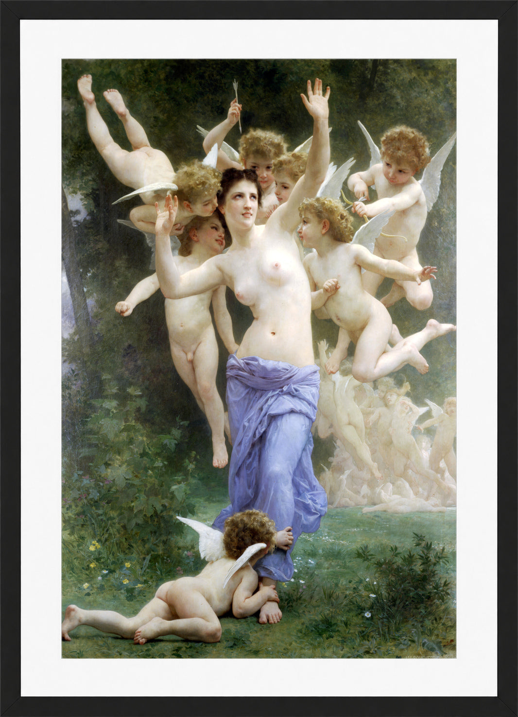 William-Adolphe Bouguereau Print, The Invasion (1892) in a black frame