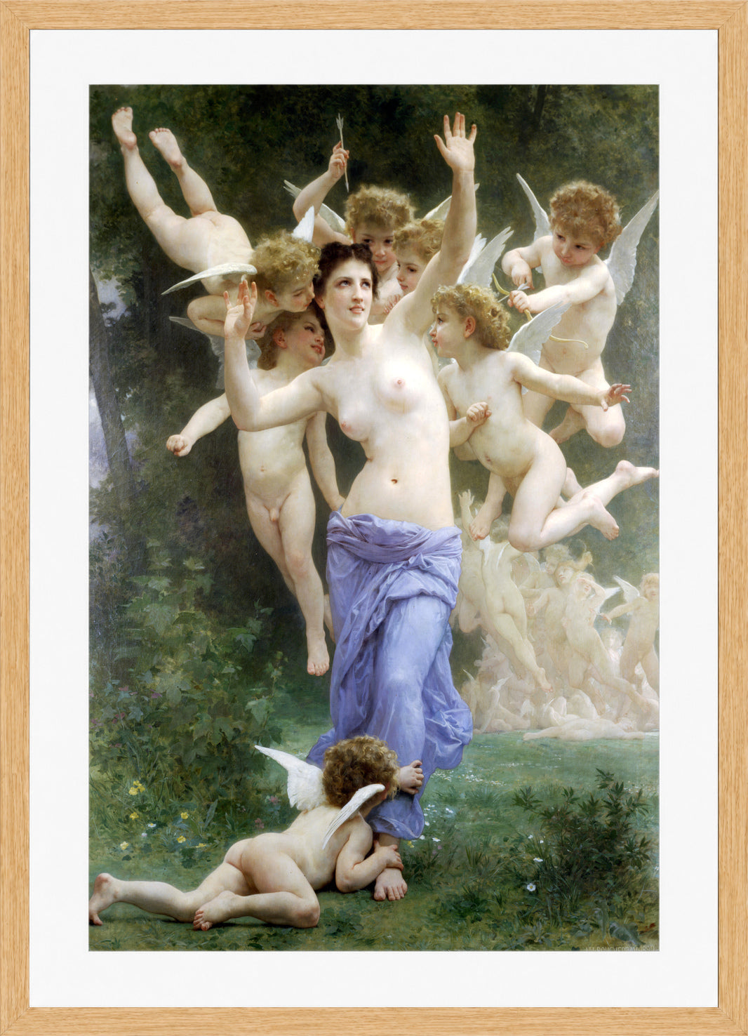 William-Adolphe Bouguereau Print, The Invasion (1892) in a light oak frame