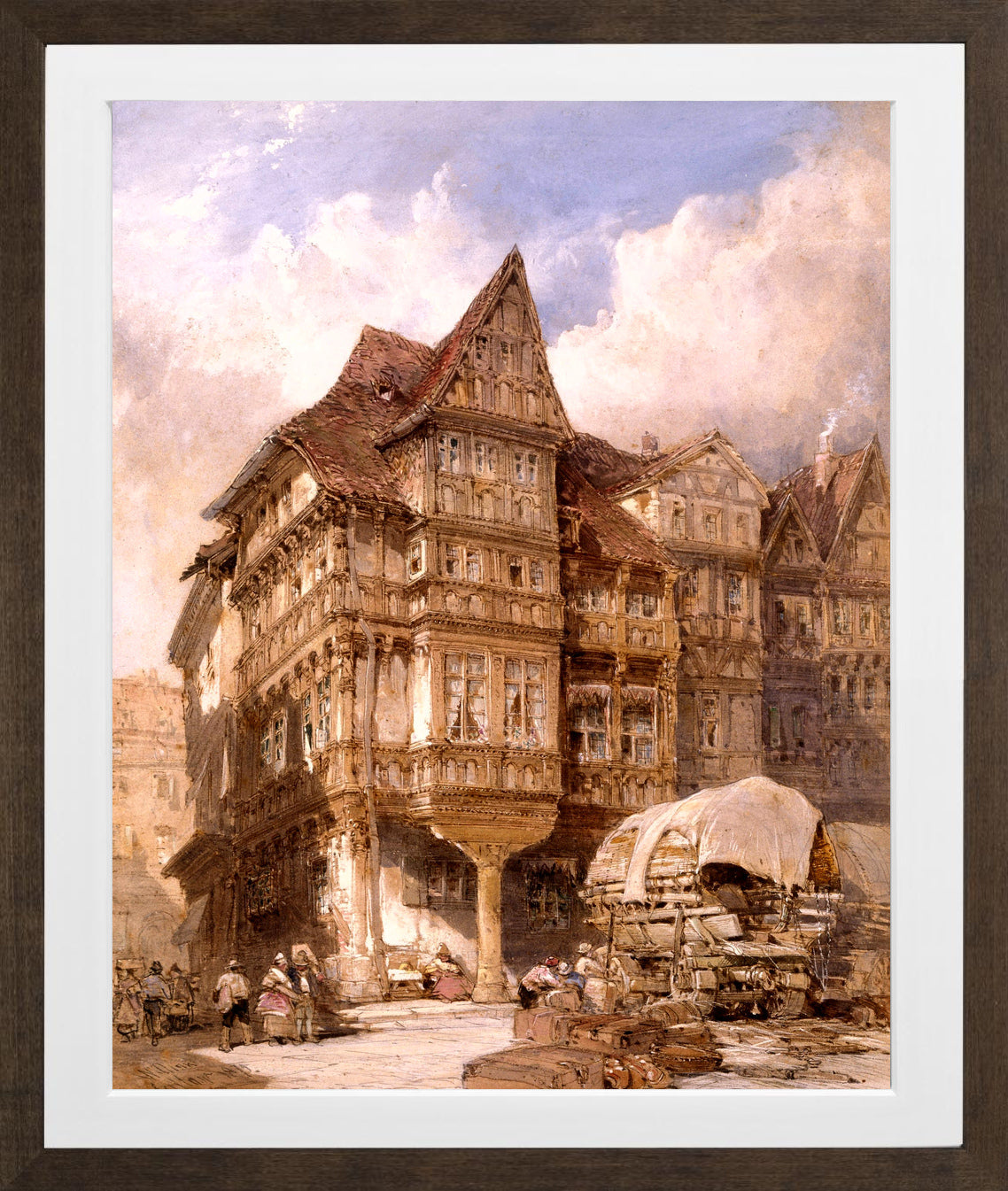 William Callow Print, Albrecht Durer’s House at Nuremberg (1875) in a brown frame