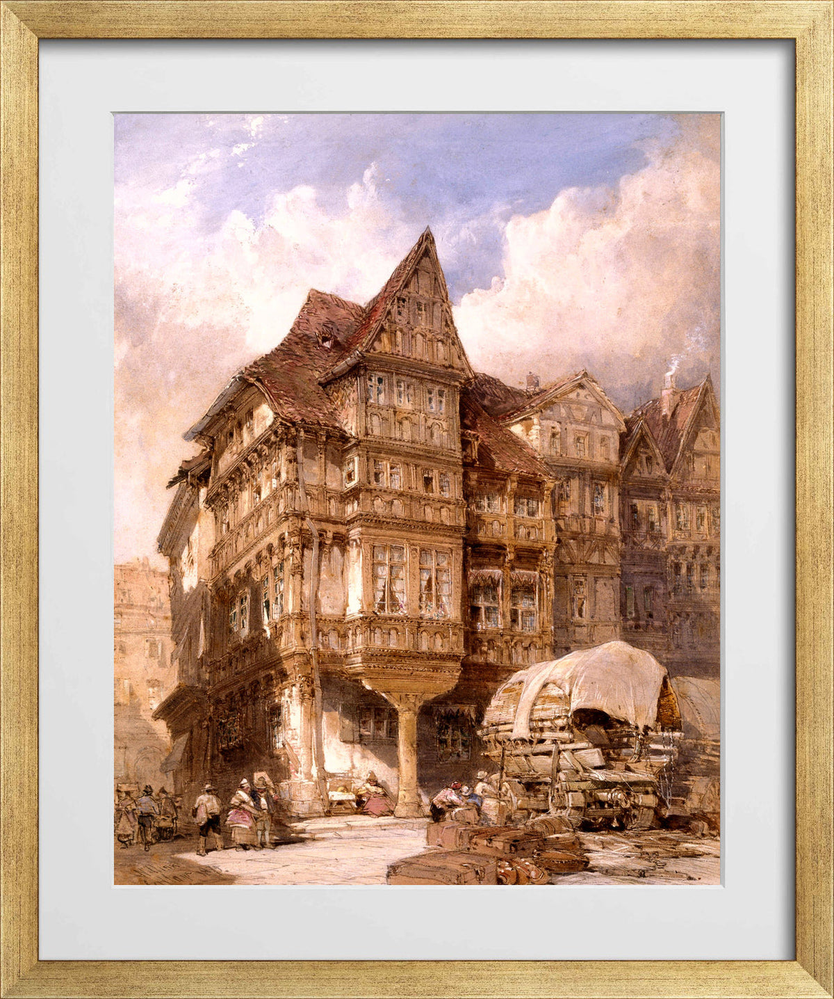 William Callow Print, Albrecht Durer’s House at Nuremberg (1875) in a gold frame
