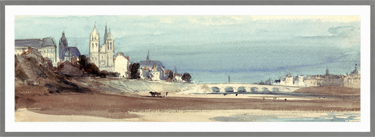 William Callow Print, Blois on the Loire (1856) in a light grey frame