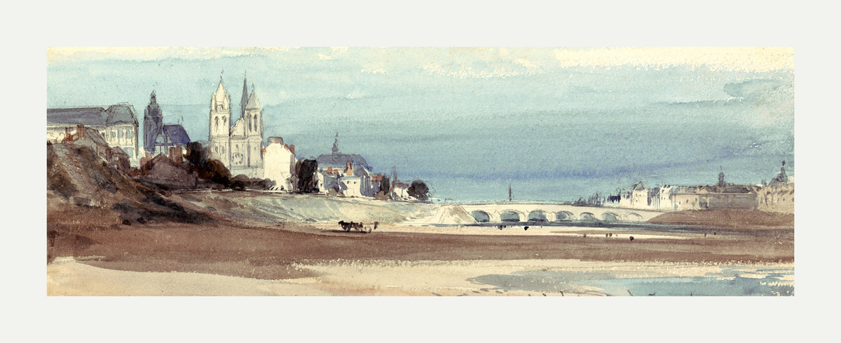 William Callow Print, Blois on the Loire (1856) with an off-white border for rolled canvas