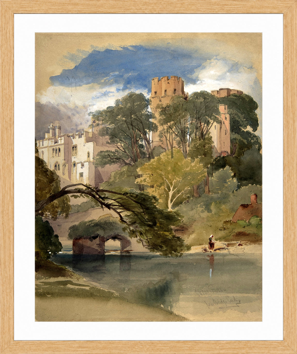 William Callow Print, Caesar’s Tower, Warwick Castle (ca in an oak frame