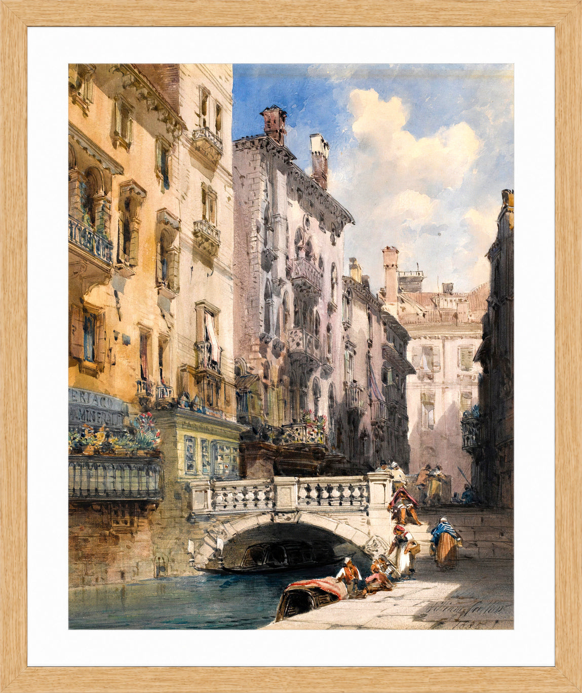 William Callow Print, Canal Barataria, Venice (1885) in an oak frame