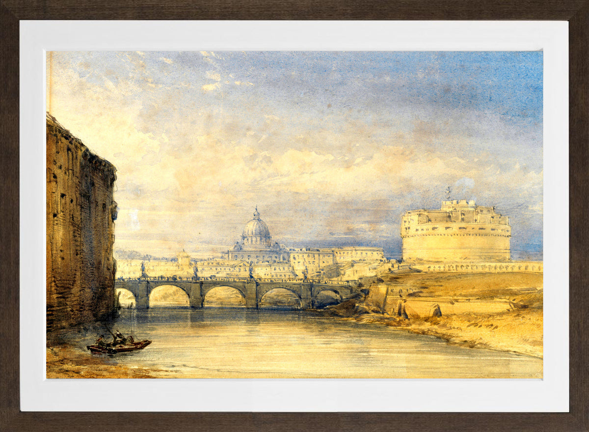 William Callow Print, Castel Sant’Angelo, Rome in a brown frame