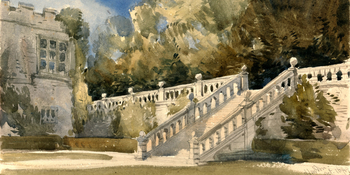 William Callow Print, Garden Stair, Haddon Hall (1849) as an unframed print