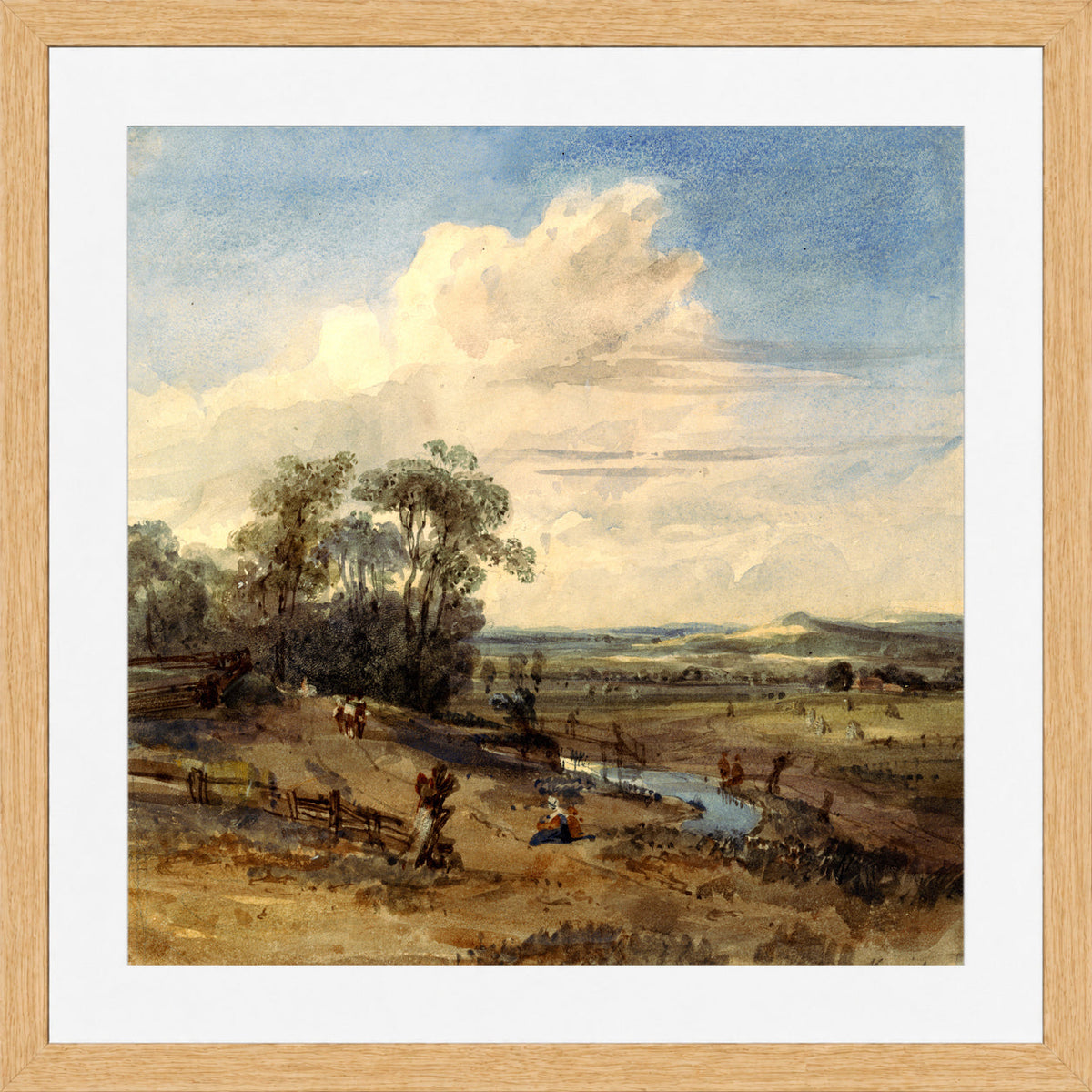 William Callow Print, Landscape after Wynants (in the Louvre) in an oak frame