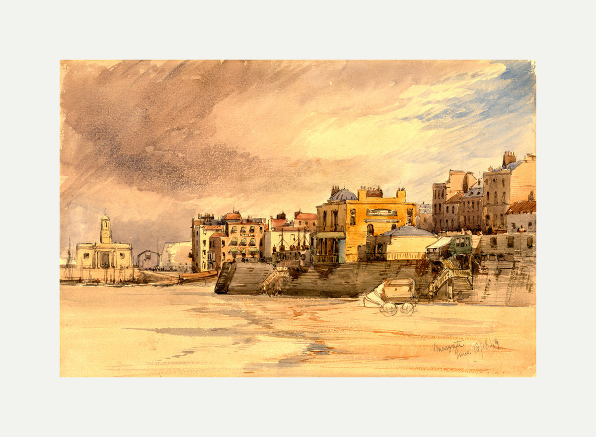 William Callow Print, Margate (1849) with an off-white border for rolled canvas