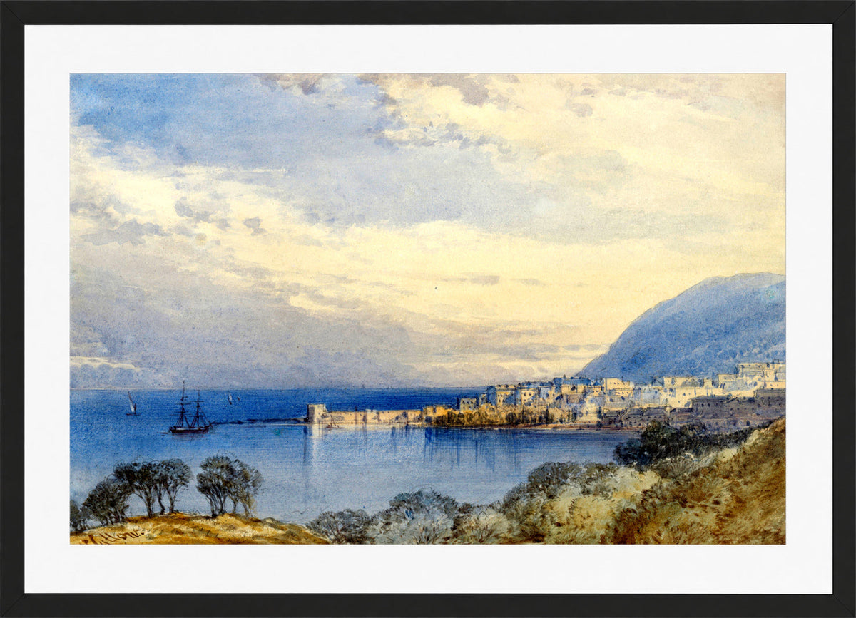 William Callow Print, Menton, France in a black frame