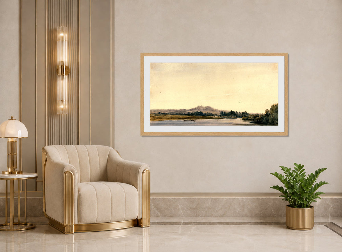 William Callow Print, Mont-Valérien from Bois de Boulogne (1834) displayed in an Art Deco interior