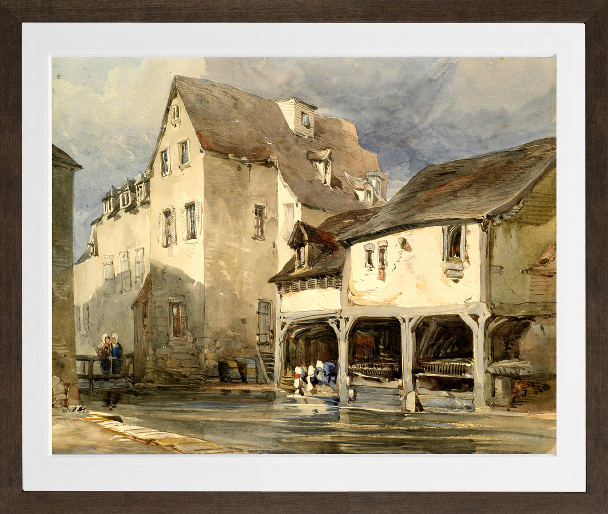 William Callow Print, Moulin St in a brown frame