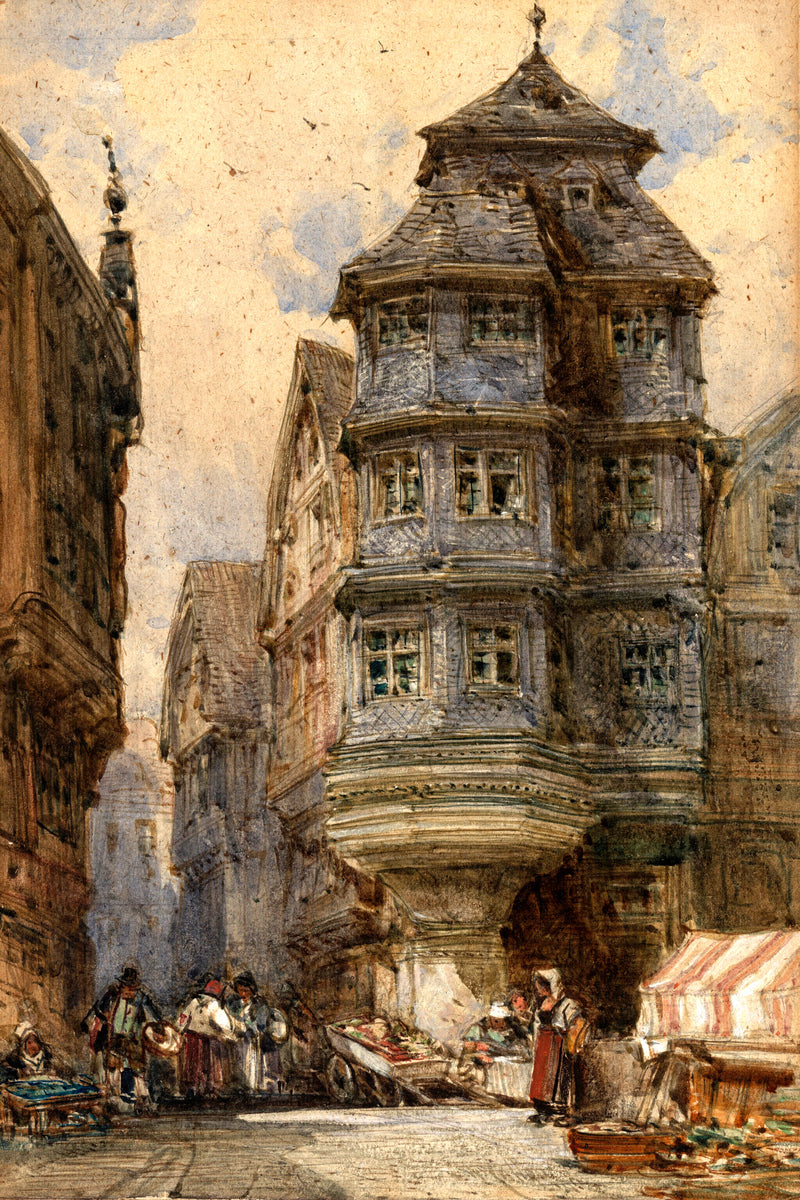 William Callow Print, Old houses, Frankfurt as an unframed print