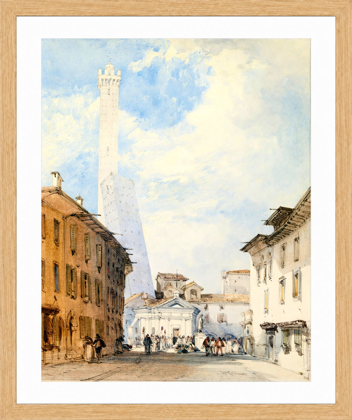 William Callow Print, Street In Bologna in an oak frame