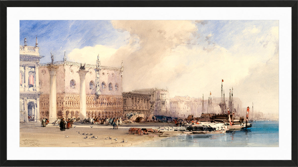 William Callow Print, The Doge’s Palace, Venice (1874) in a black frame
