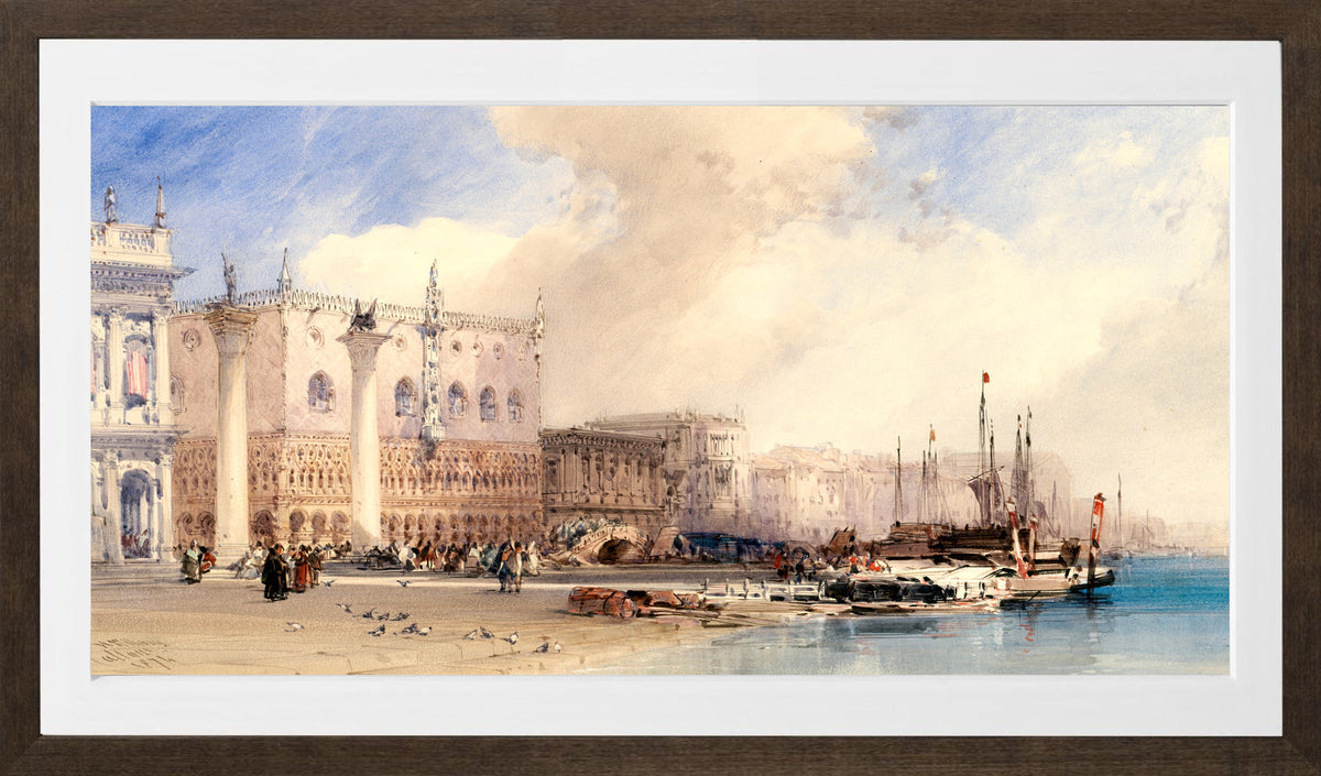 William Callow Print, The Doge’s Palace, Venice (1874) in a brown frame