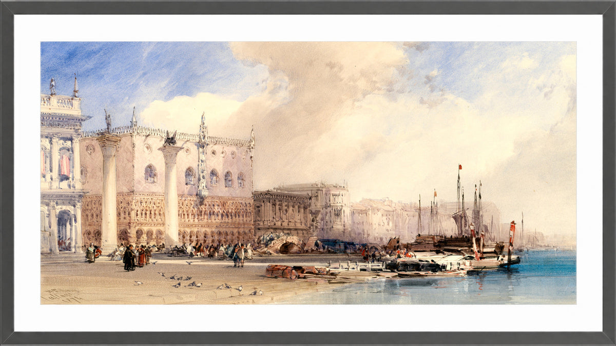 William Callow Print, The Doge’s Palace, Venice (1874) in a dark grey frame