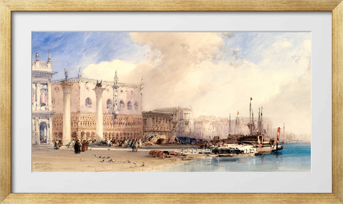 William Callow Print, The Doge’s Palace, Venice (1874) in a gold frame