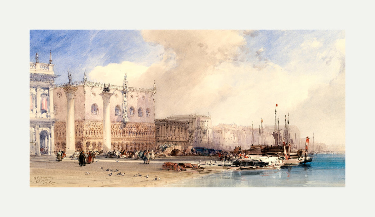 William Callow Print, The Doge’s Palace, Venice (1874) with an off-white border for rolled canvas