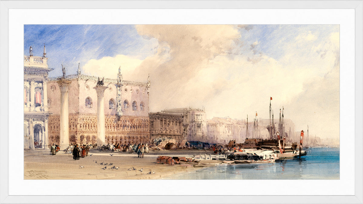 William Callow Print, The Doge’s Palace, Venice (1874) in a white frame