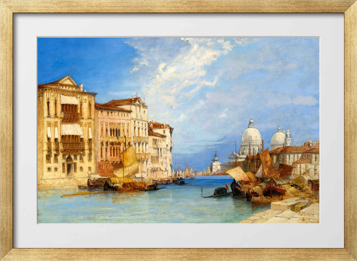 William Callow Print, The Grand Canal, Venice (1897) in a gold frame