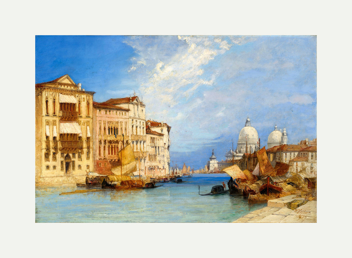 William Callow Print, The Grand Canal, Venice (1897) with an off-white border for rolled canvas