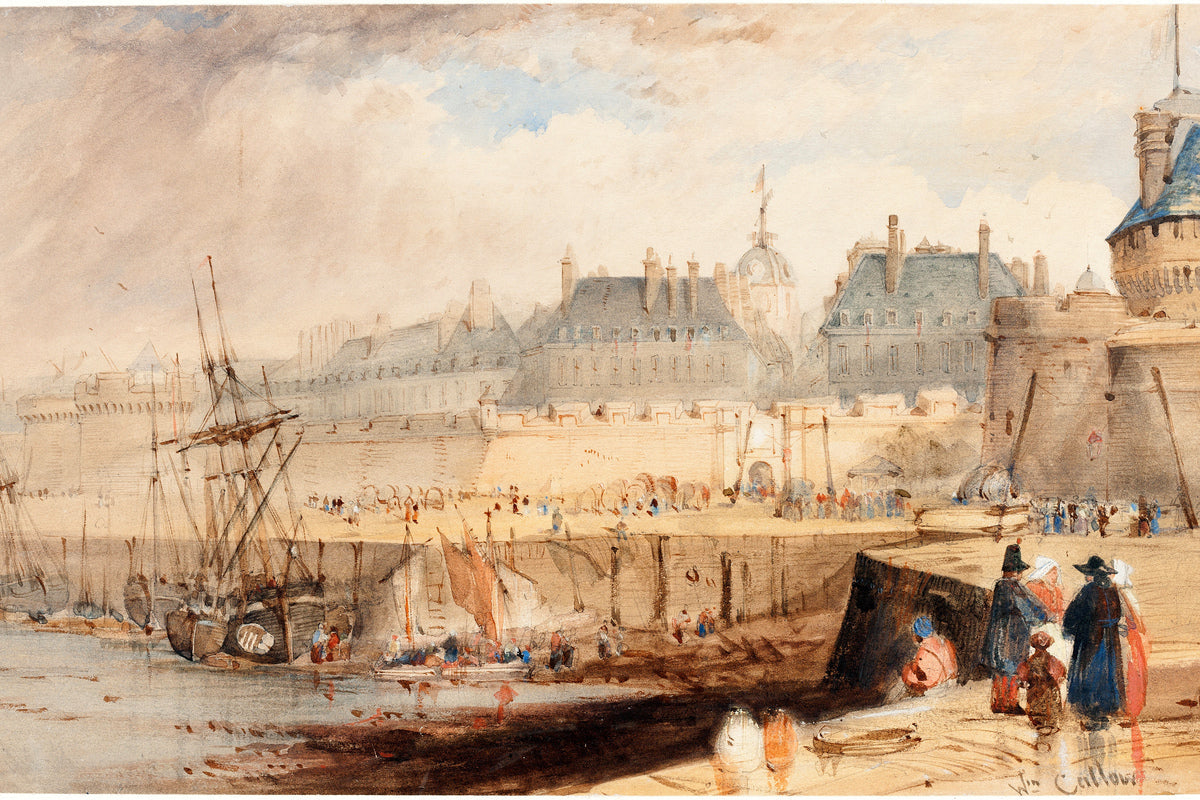 William Callow Print, The Harbor of St. Malo at Low Tide (c as an unframed print