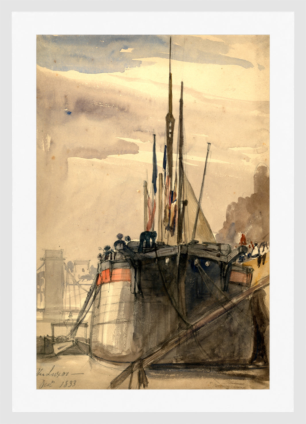 William Callow Print, The Luxor, Paris, December 1833 (1833) in a white frame