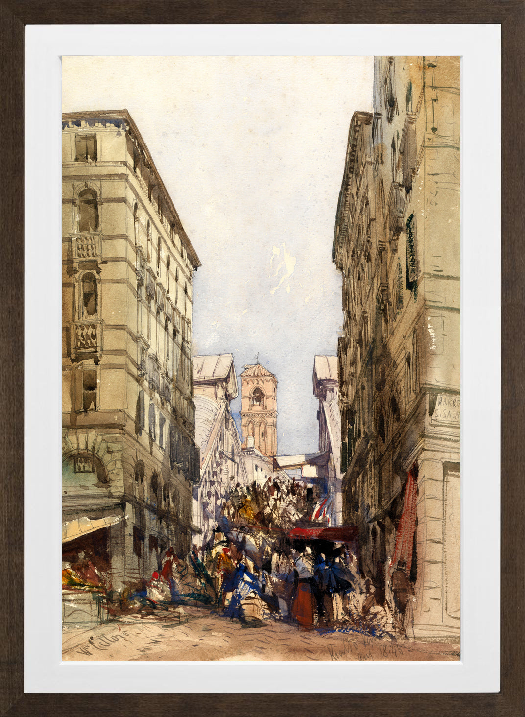 William Callow Print, The Rialto (1846) in a brown frame