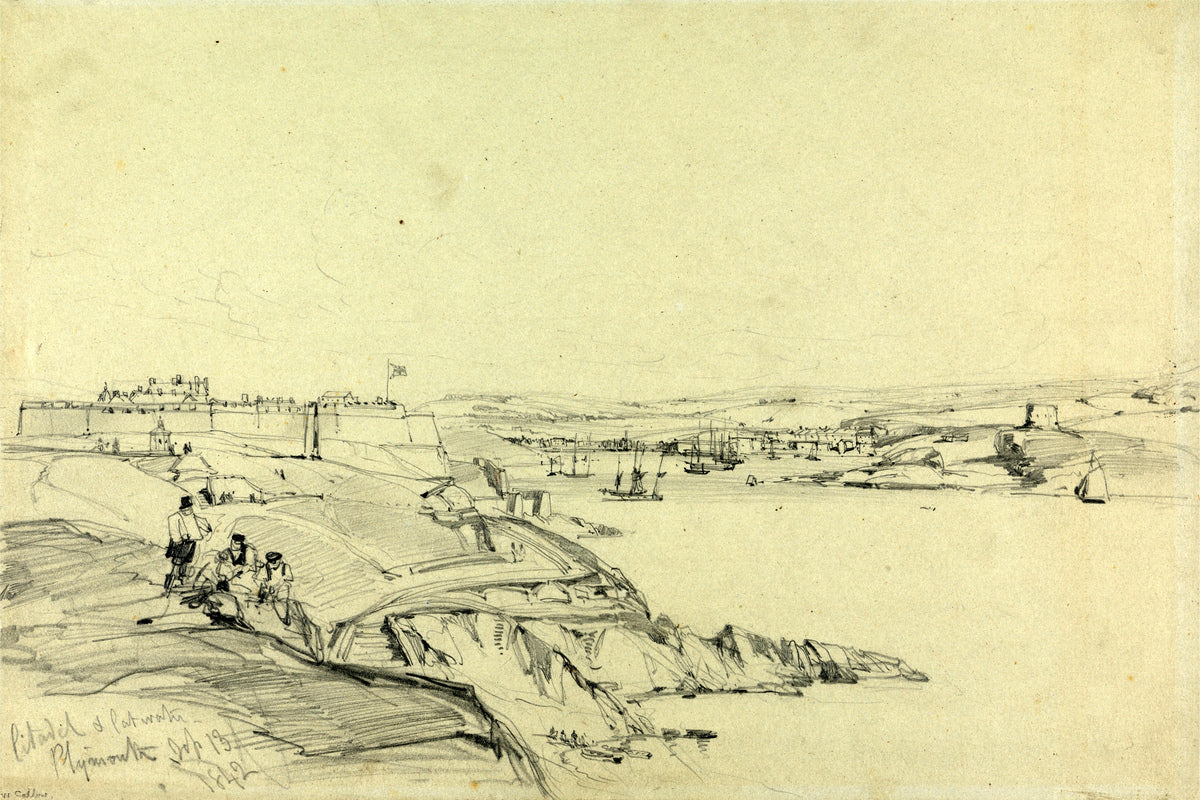 William Callow Print, The Royal Citadel and Cattewater, Plymouth (1842) as an unframed print