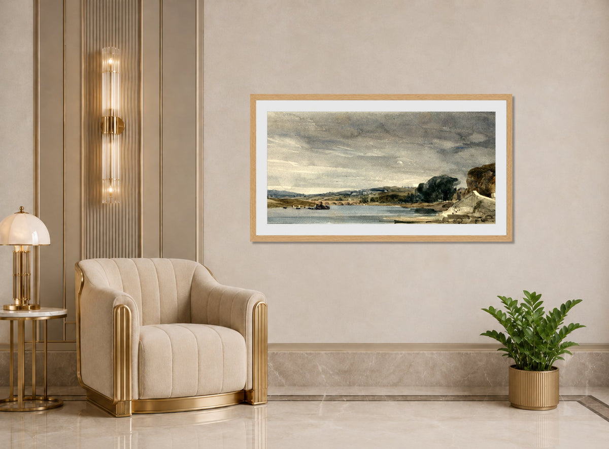 William Callow Print, The Seine at St displayed in an Art Deco interior