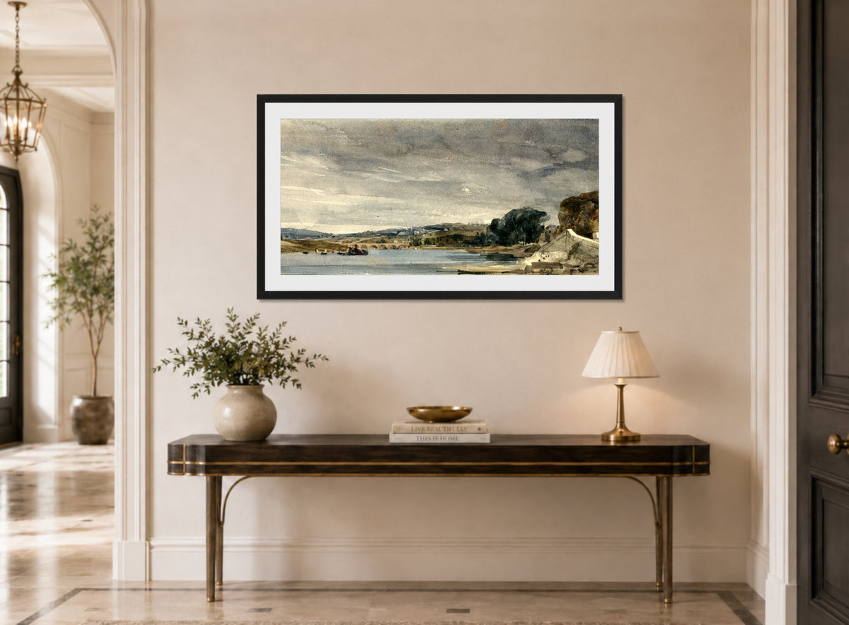 William Callow Print, The Seine at St displayed above a console table