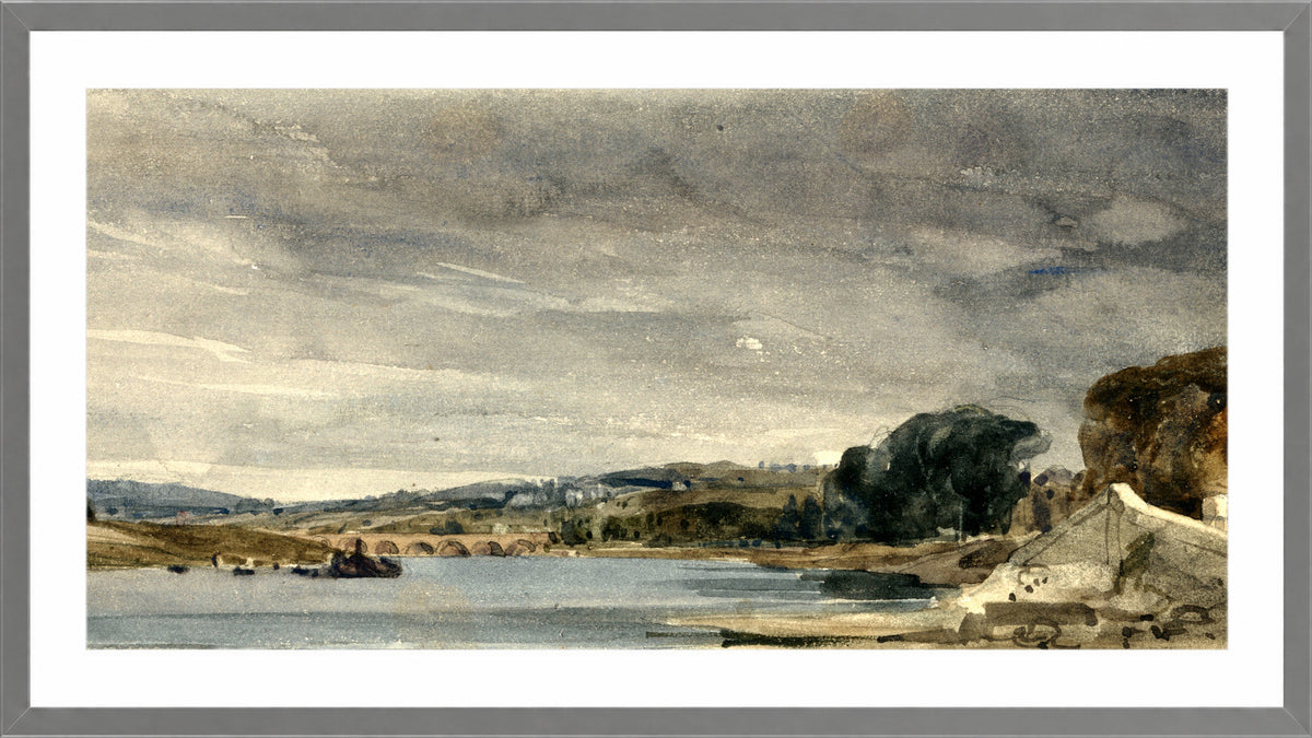 William Callow Print, The Seine at St in a light grey frame