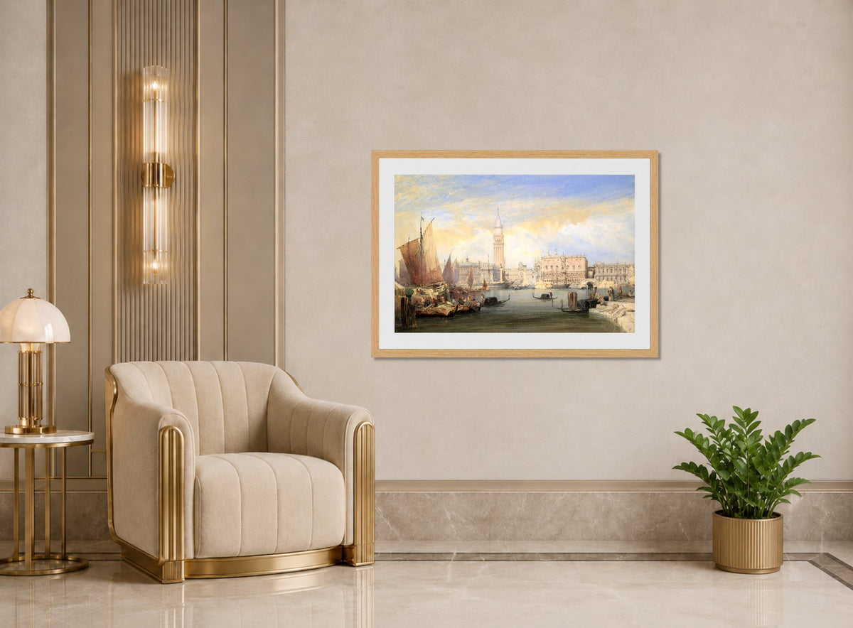 William Callow Print, Venice from St displayed in an Art Deco interior