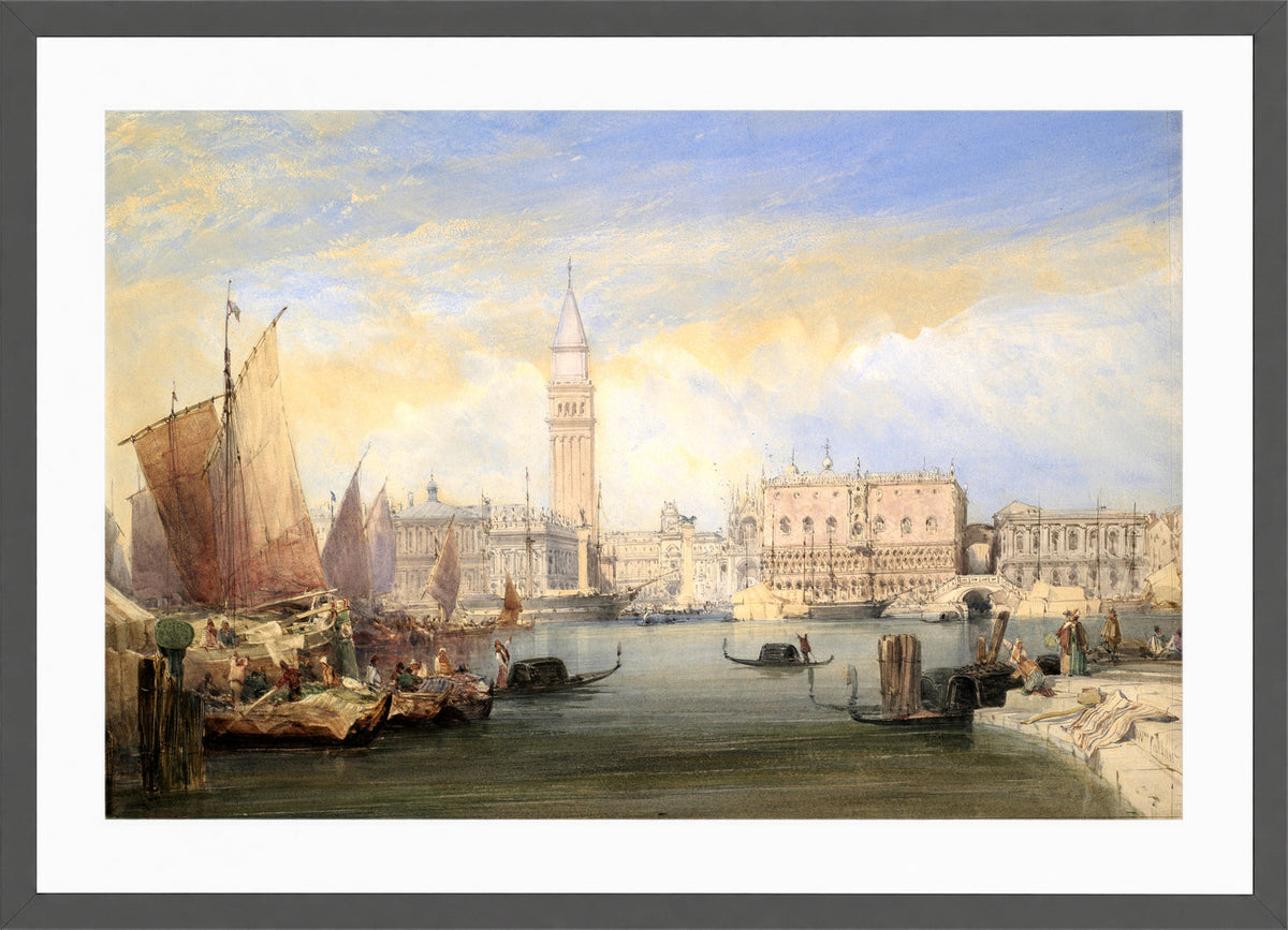 William Callow Print, Venice from St in a dark grey frame