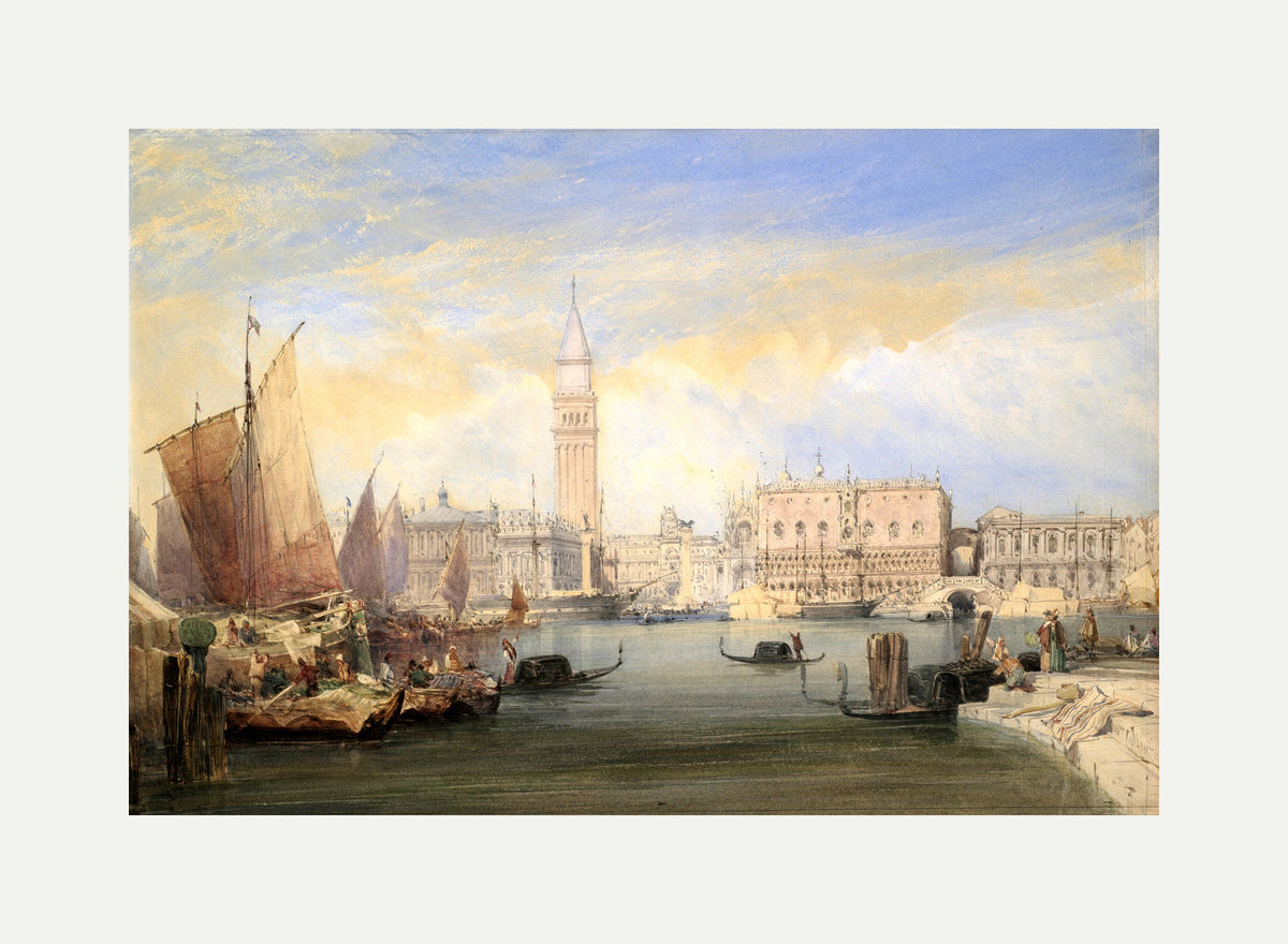 William Callow Print, Venice from St with an off-white border for rolled canvas