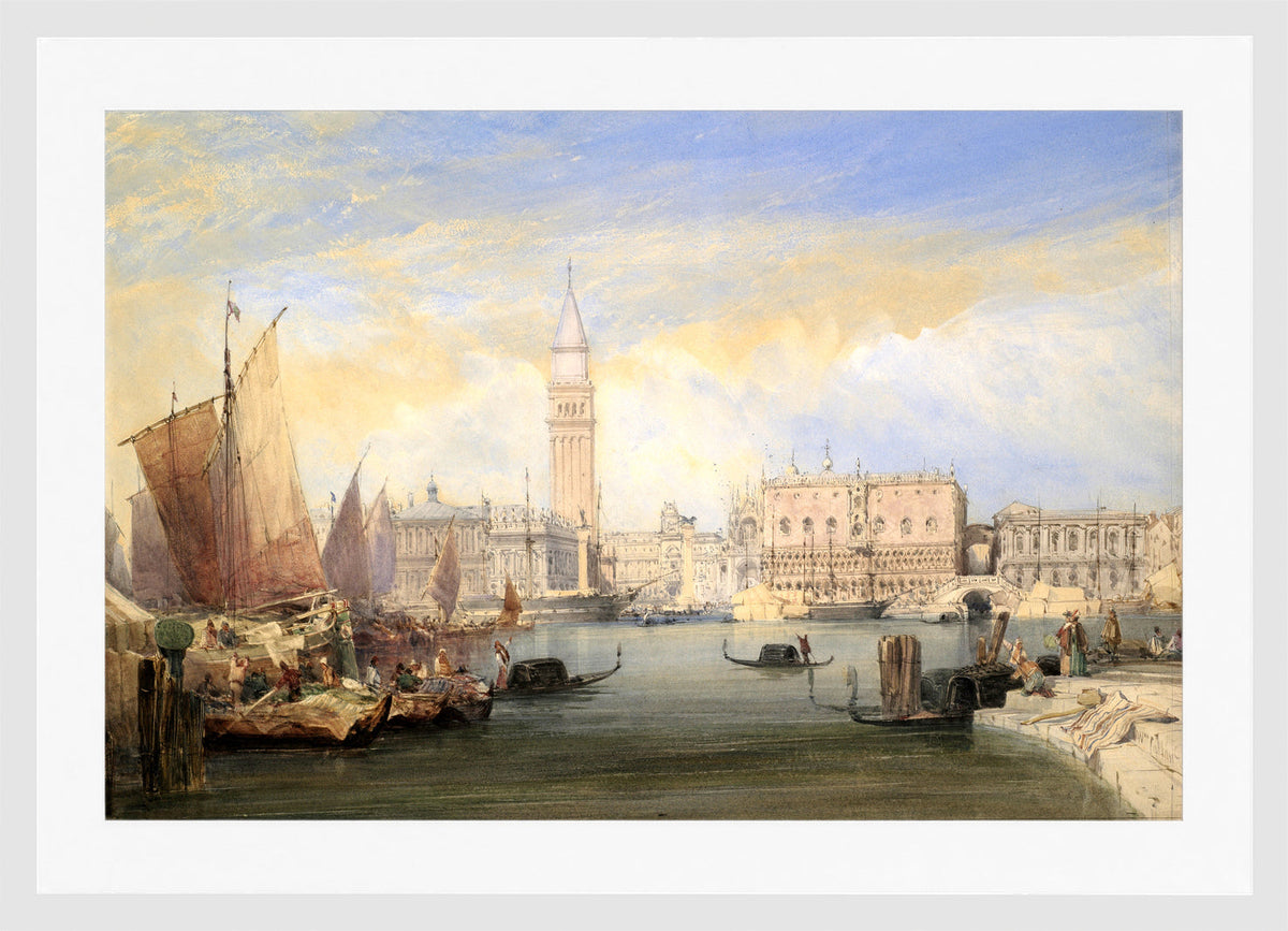 William Callow Print, Venice from St in a white frame