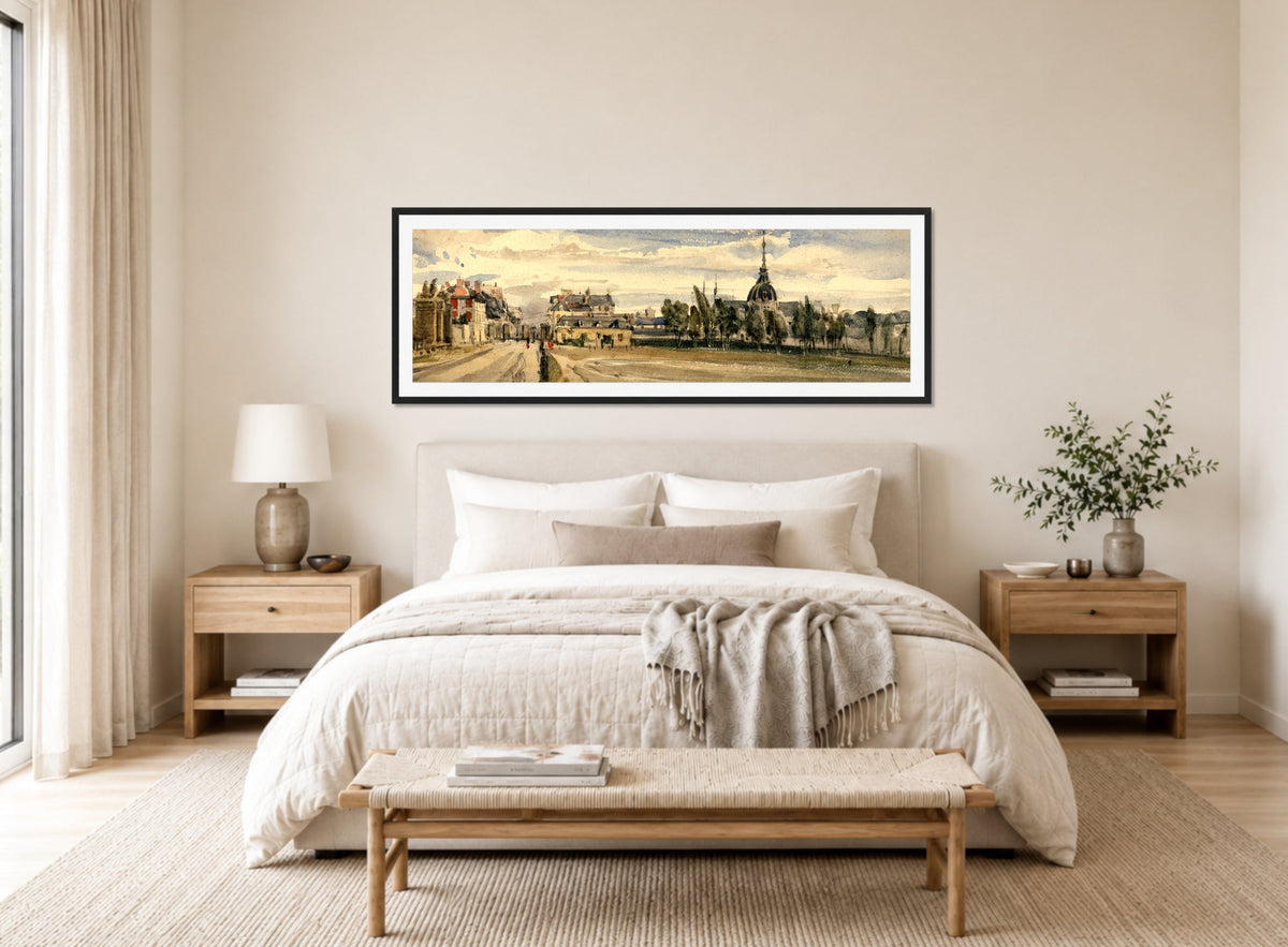 William Callow Print, Versailles (1833) displayed above a bed