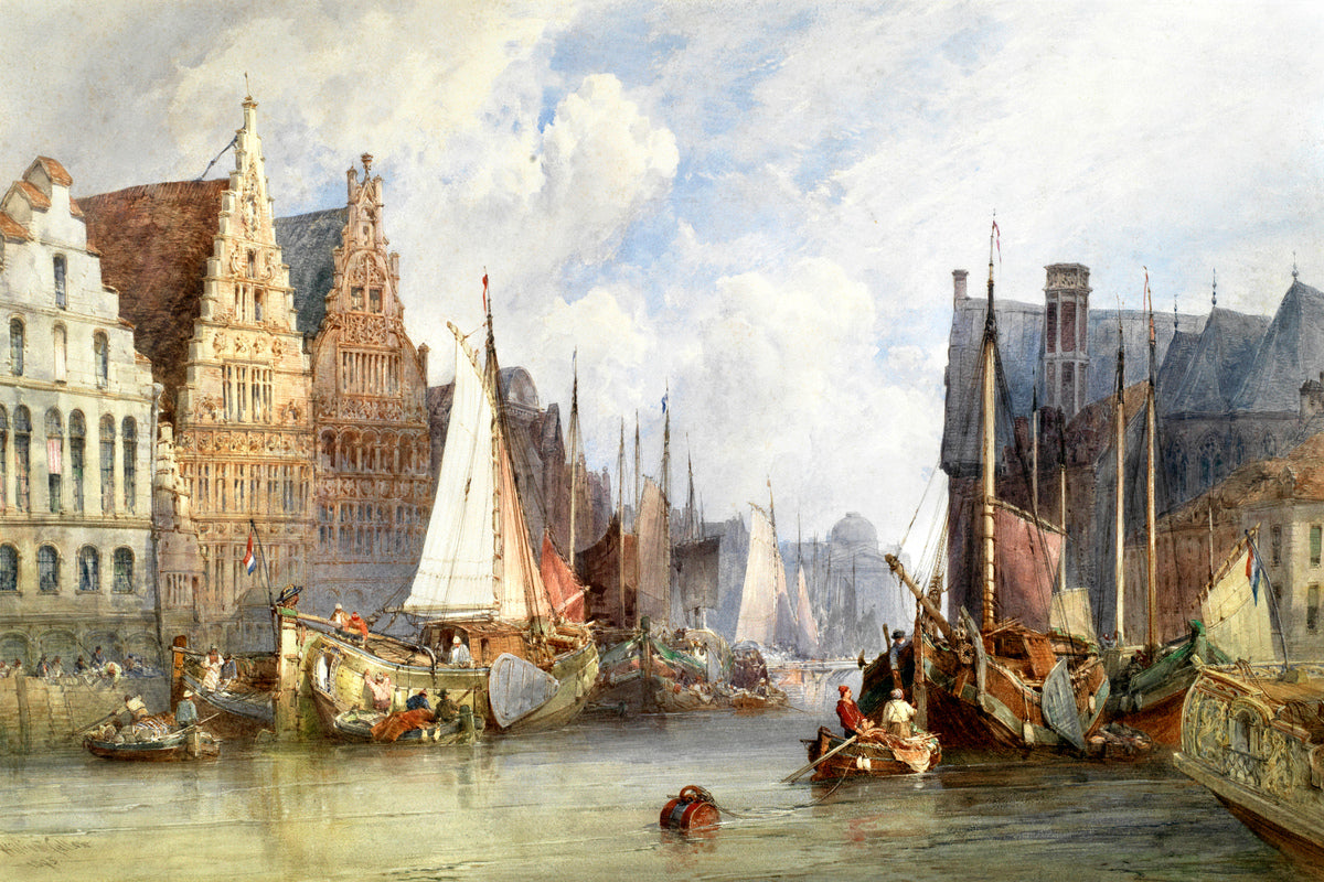 William Callow Print, View of Ghent (1895) as an unframed print