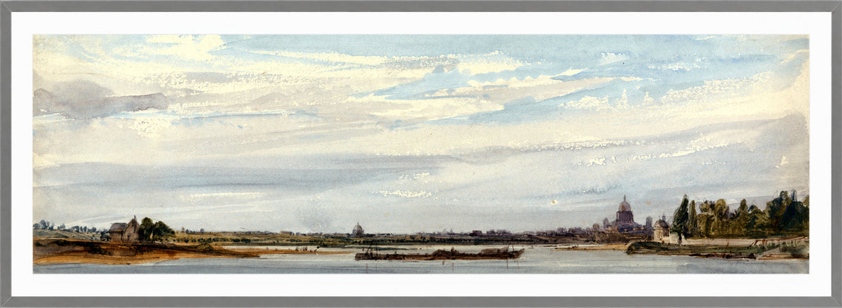 William Callow Print, View of Paris from Charenton (1834) in a light grey frame