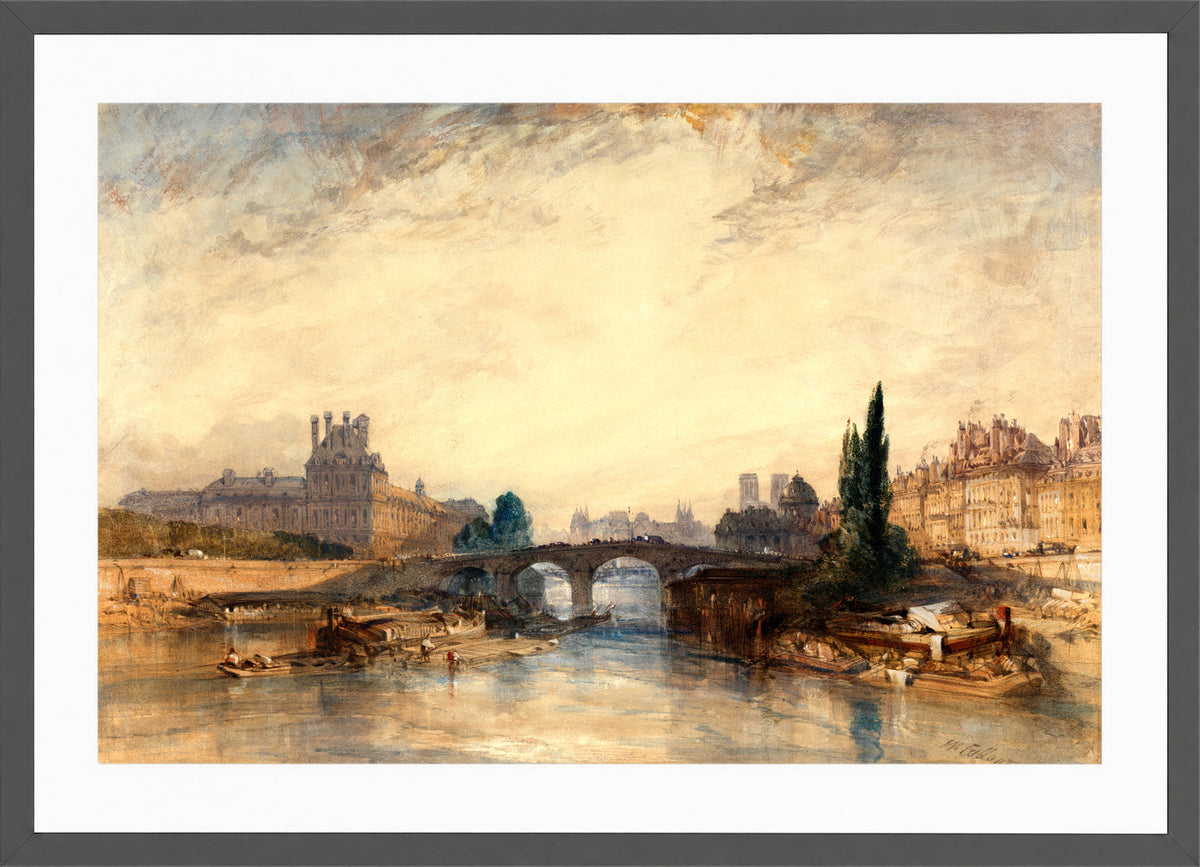 William Callow Print, View of the Pont Royal (ca in a dark grey frame