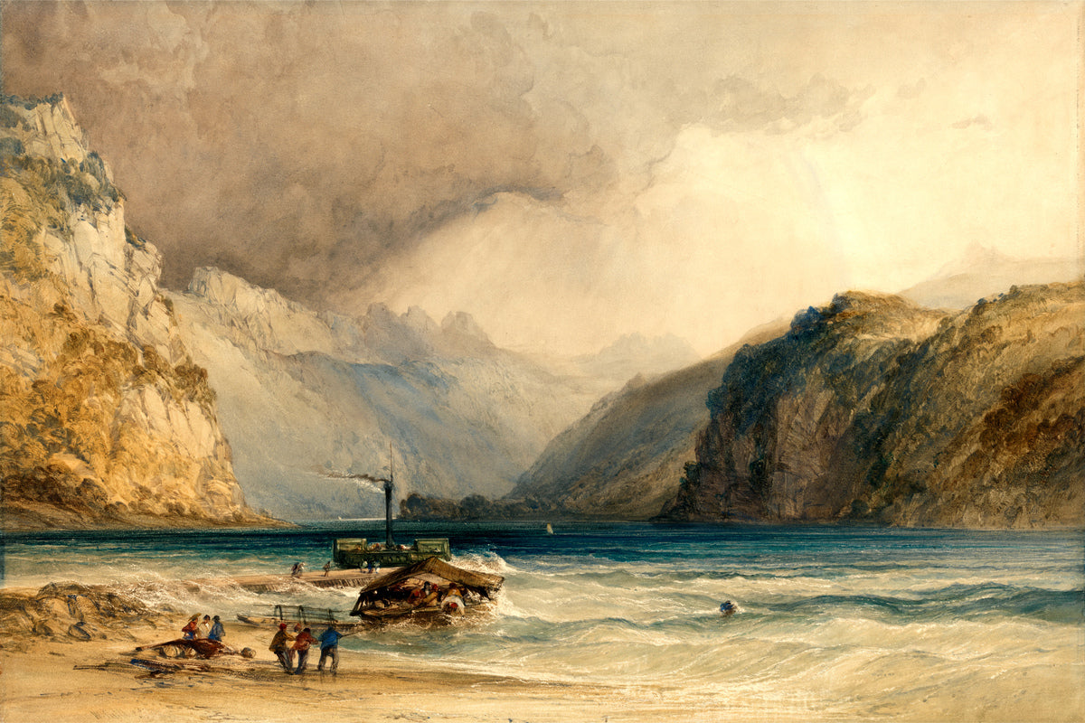 William Callow Print, Walenstadt, from Weesen, Switzerland (1842) as an unframed print