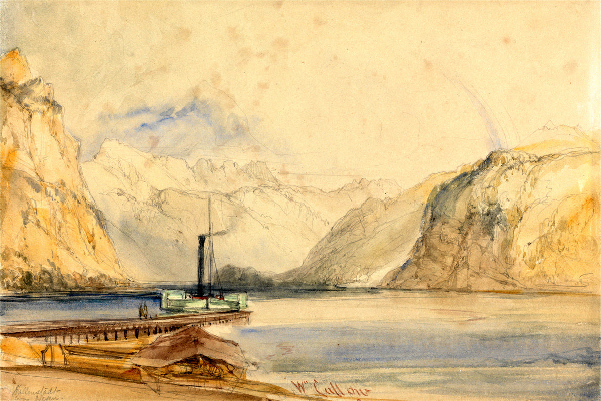 William Callow Print, Wallenstadt from Wesen, Switzerland (1838) as an unframed print