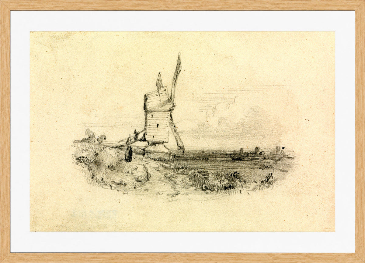 William Callow Print, Windmill in an oak frame