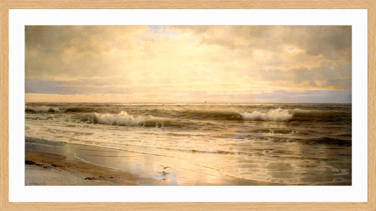 William Trost Richards Print, Atlantic Coast (1898) in a light oak frame