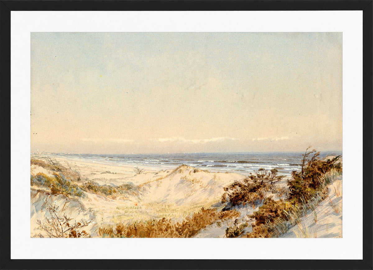 William Trost Richards Print, Dunes Near Atlantic City (circa 1895) in a black frame