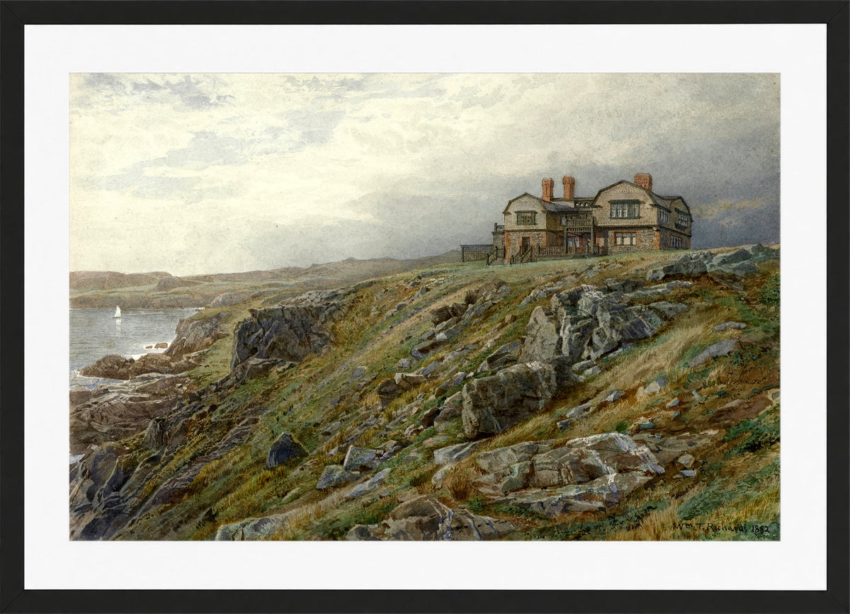 William Trost Richards Print, Graycliff, the Artist’s Home, Newport, Rhode Island (1882) in a black frame