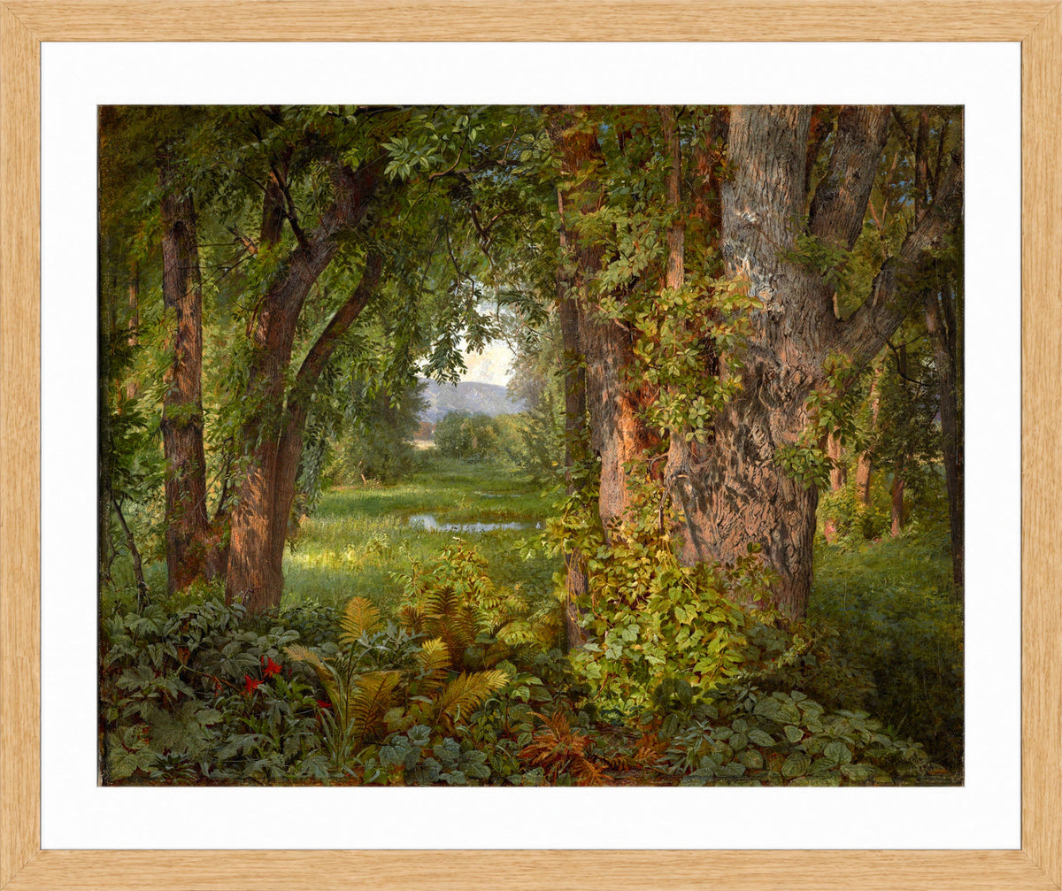 William Trost Richards Print, In the Woods (1860) in a light oak frame