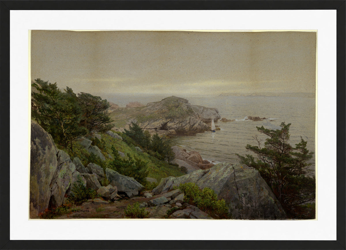 William Trost Richards Print, Mackerel Cove (1877) in a black frame