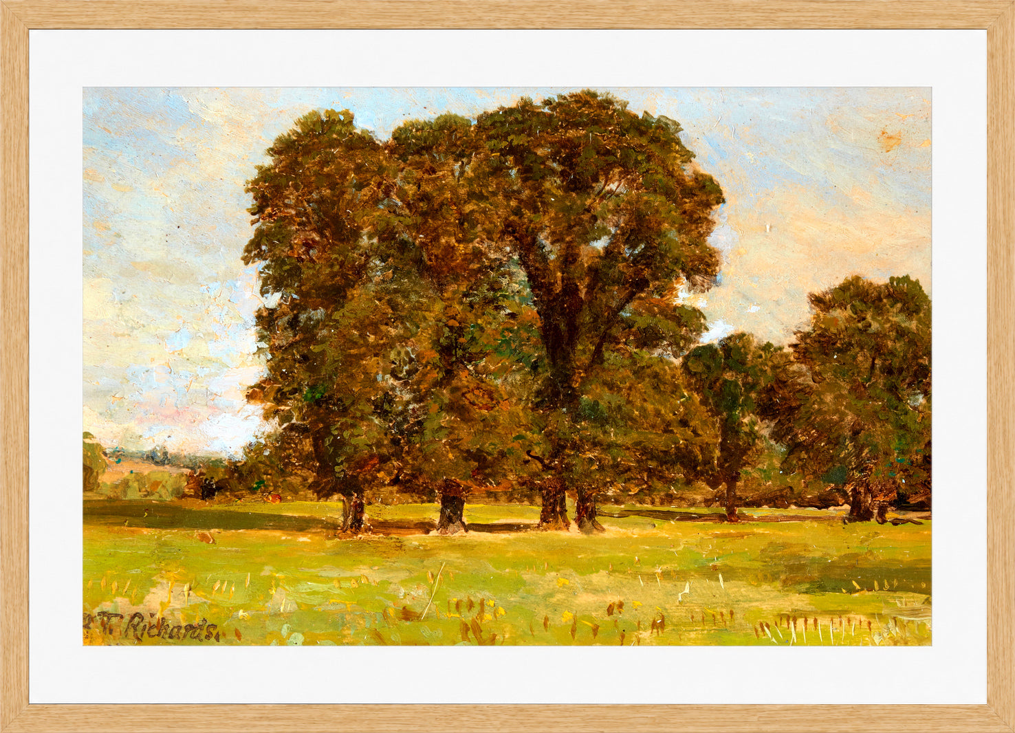 William Trost Richards Print, Near Salisbury, England in a light oak frame