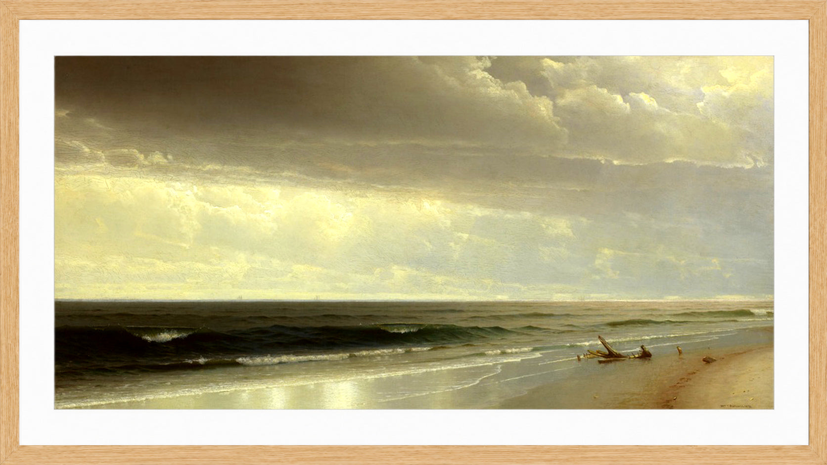 William Trost Richards Print, New Jersey Shore (1873) in a light oak frame